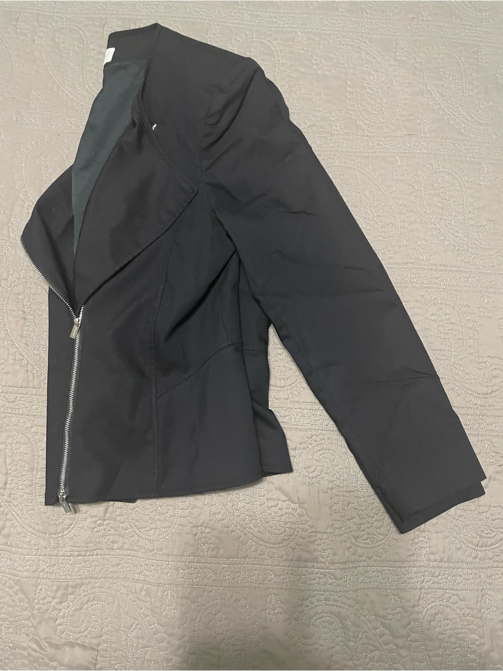 Calvin Klein Black Asymmetrical Zip Moto Blazer